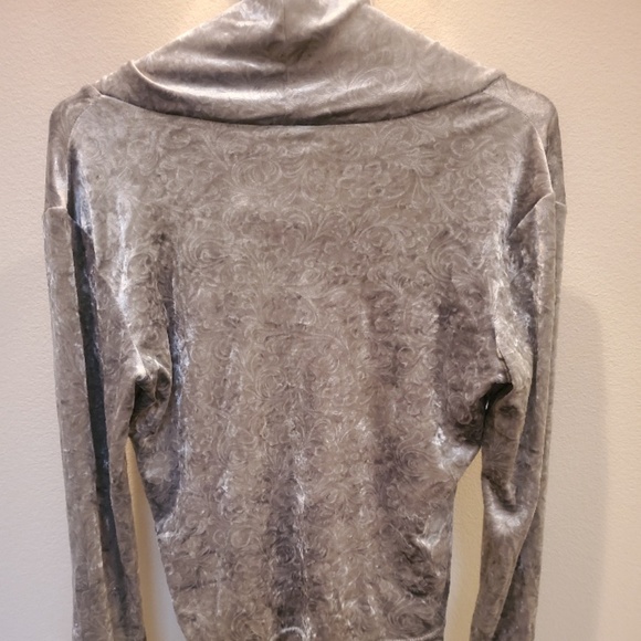Azzura Gray Velvet Cowl Neck Blouse - Picture 4 of 5